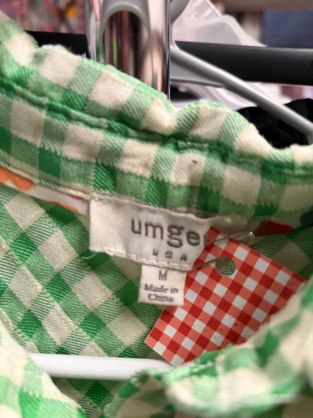 Umgee Green and White Gingham Button-Front Dress - Picture 2 of 4